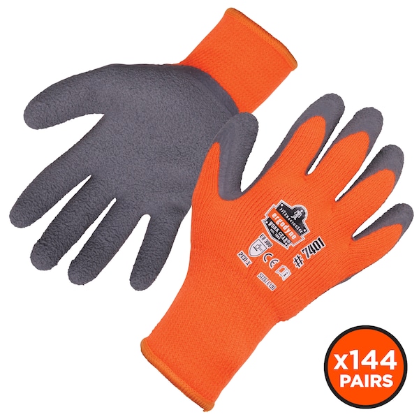 Ergodyne Orange Coated Lightweight Winter Work Gloves, XL, PK144 7401-CASE - main